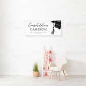 Custom Modern Hat and Tassel Graduation Party Banner (Insitu)