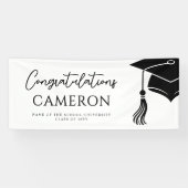 Custom Modern Hat and Tassel Graduation Party Banner (Horizontal)