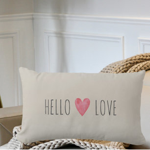 Custom Modern Hello LIEBE Valentines Couple Gift Lendenkissen