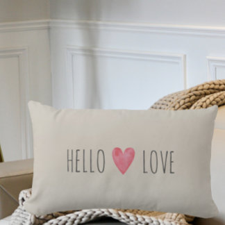 Custom Modern Hello LIEBE Valentines Couple Gift Lendenkissen