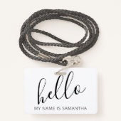 Custom Modern Hello Name Ausweis (Rückseite mit Schlüsselband)