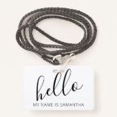 Custom Modern Hello Name Ausweis (Vorderseite mit Schlüsselband)