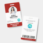 Custom Modern Hospital Employee Foto ID Card Red Ausweis (Vorder- & Rückseite)