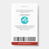 Custom Modern Hospital Employee Foto ID Card Red Ausweis (Rückseite)