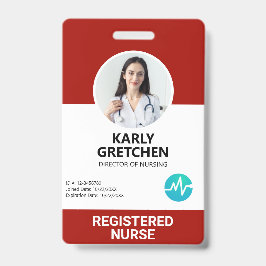 Custom Modern Hospital Employee Foto ID Card Red Ausweis