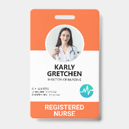 Custom Modern Hospital Employee Foto ID Orange Ausweis