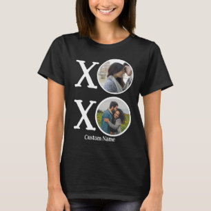 Custom Modern Hugs und Kisses XOXO 2 Foto Collage T-Shirt
