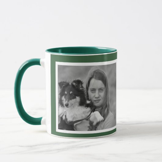 Custom Modern Hunter Green 2 Foto Collage Tasse (Links)