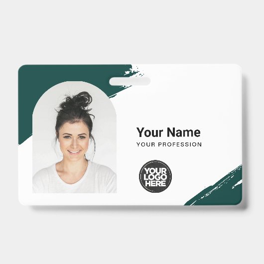 Custom Modern ID Card Simple QR Arc Photo Brush Ausweis (Vorderseite)