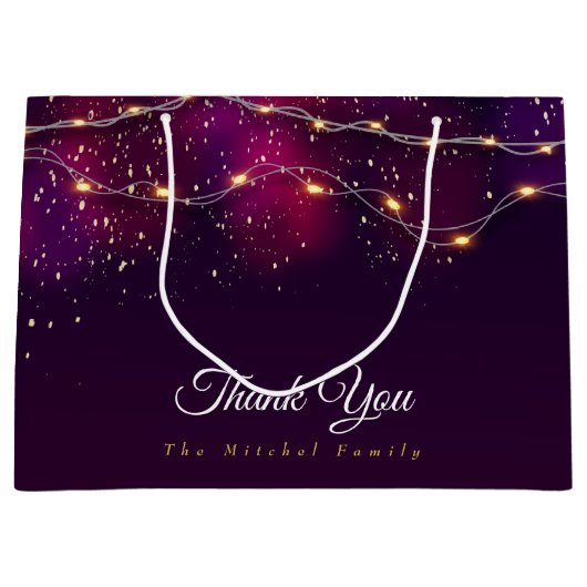 Custom modern Lila Gold Danke Weihnachtsgeschenk Große Geschenktüte (Vorderseite)