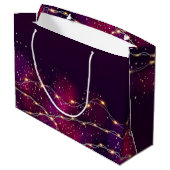 Custom modern Lila Gold Danke Weihnachtsgeschenk Große Geschenktüte (Rückseite Schrägansicht)