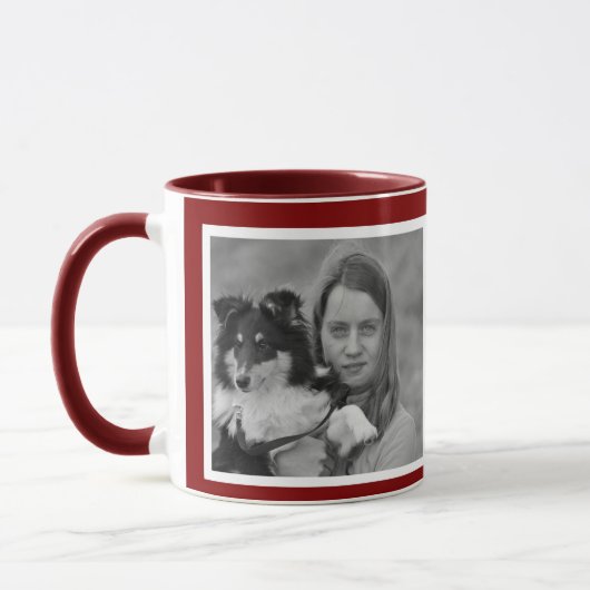 Custom Modern Maroon 2 Foto Collage Tasse (Links)