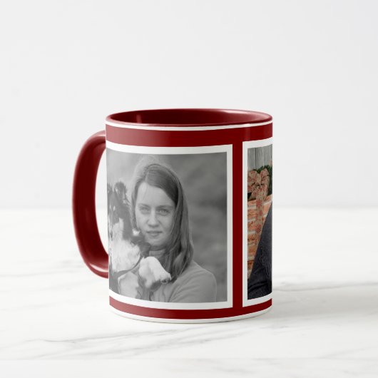 Custom Modern Maroon 2 Foto Collage Tasse (Vorderseite Links)