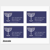 Custom Modern Menorah White Navy Gold Grafik Rechteckiger Aufkleber (Blatt)