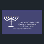Custom Modern Menorah White Navy Gold Grafik Rechteckiger Aufkleber<br><div class="desc">Moderne Menorah White Navy Gold Grafik Sticker. Marine,  weiß,  Gold. Übertragbar und anpassbar.</div>