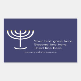 Custom Modern Menorah White Navy Gold Grafik Rechteckiger Aufkleber