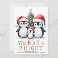 Custom Modern Merry and Bright Pinguin Weihnachten