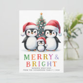 Custom Modern Merry and Bright Pinguin Weihnachten (Stehend Vorderseite)