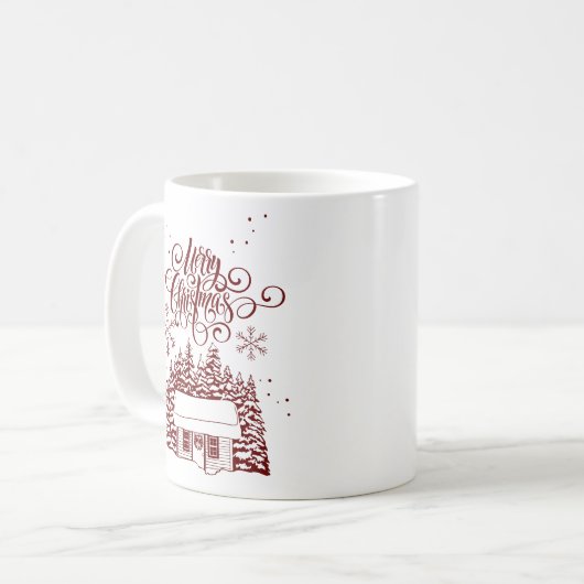 Custom Modern Merry Weihnachtsschrift Typografie Kaffeetasse (Vorderseite Links)