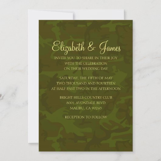 Custom Modern Military Wedding Einladungen (Vorderseite)