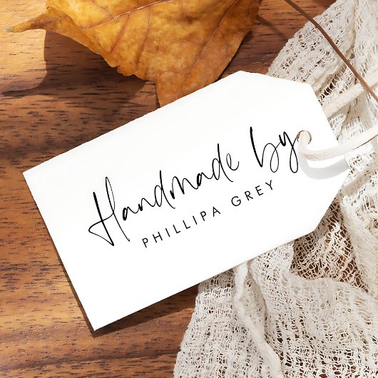 Custom Modern Minimal Calligraphy "Handmade by" Gummistempel