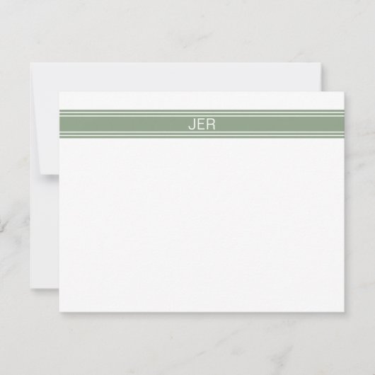 Custom Modern Minimalist Sage Green Monogram Mitteilungskarte (Vorderseite)