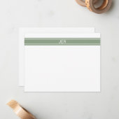 Custom Modern Minimalist Sage Green Monogram Mitteilungskarte (Vorderseite/Rückseite Beispiel)