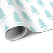 Custom Modern Minimalistisch Blue Christmas Trees Geschenkpapier (Rolleneckpunkt)