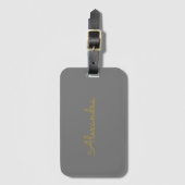 Custom Modern Minimalistisches Gold Script grau Gepäckanhänger (Vorderseite Vertikal)