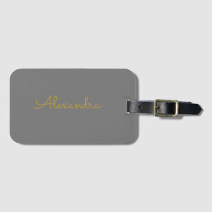Custom Modern Minimalistisches Gold Script grau Gepäckanhänger
