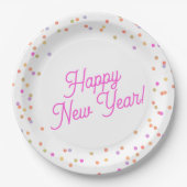 Custom Modern Multicolor Dots Happy New Year Pappteller (Vorderseite)