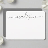 Custom Modern Name Grautypografie Script Mitteilungskarte