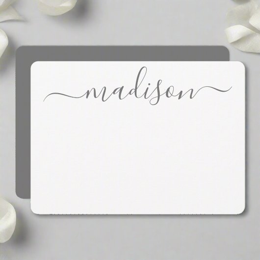 Custom Modern Name Grautypografie Script Mitteilungskarte
