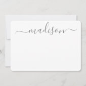 Custom Modern Name Grautypografie Script Mitteilungskarte (Vorderseite)