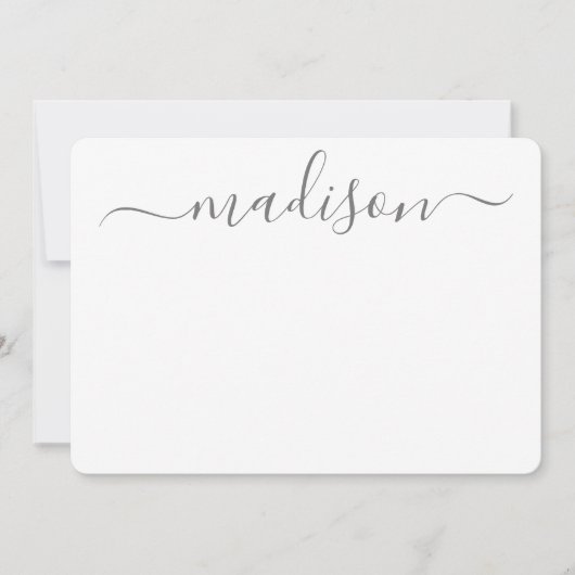 Custom Modern Name Grautypografie Script Mitteilungskarte (Vorderseite)