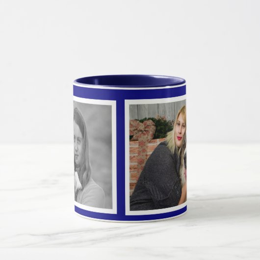 Custom Modern Navy 2 Foto Collage Tasse (Zentrum)