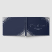 Custom Modern Navy Blue and Silver Glitzer Wedding Gästebuch (Voll)