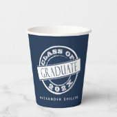 Custom Modern Navy Blue Graduate Pappbecher (Rückseite)