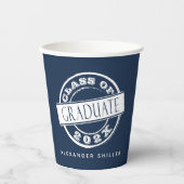 Custom Modern Navy Blue Graduate Pappbecher (Vorderseite)