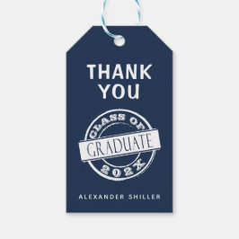 Custom Modern Navy Blue Graduate Vielen Dank Geschenkanhänger