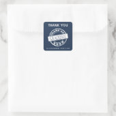 Custom Modern Navy Blue Graduate Vielen Dank Quadratischer Aufkleber (Tasche)