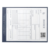 Custom Modern Navy Wedding Planner Invoice Billing Notizblock (Vorderseite)