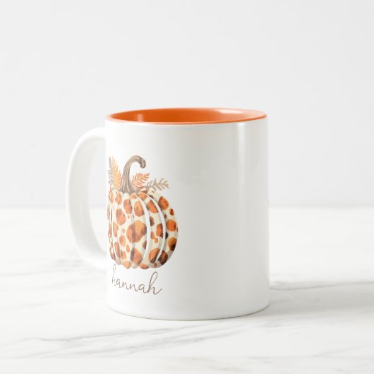 Custom Modern Niedlich Orange Pumpkin Harvest Fall Zweifarbige Tasse (Vorderseite Links)