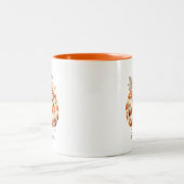 Custom Modern Niedlich Orange Pumpkin Harvest Fall Zweifarbige Tasse (Mittel)