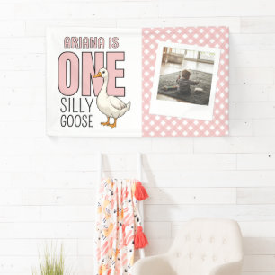 Custom Modern One Albern Goothe First Birthday Par Banner