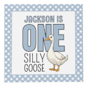 Custom Modern One Silly Goose 1st Birthday Photo Würfel (Vorderseite)