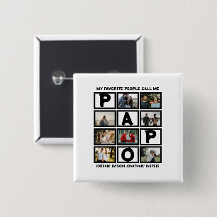 Custom Modern Opa Papa 8 FotoCollage Button