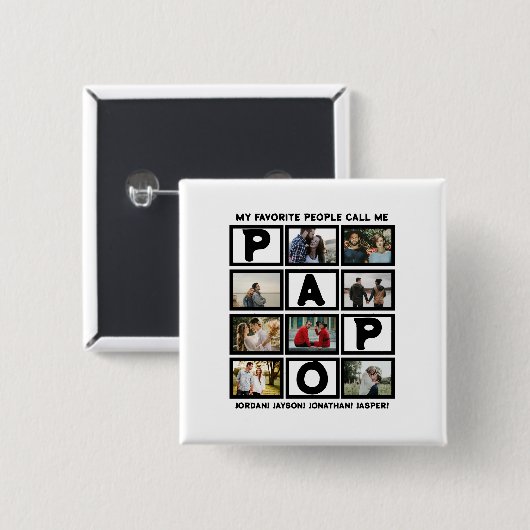 Custom Modern Opa Papa 8 FotoCollage Button (Vorne & Hinten)
