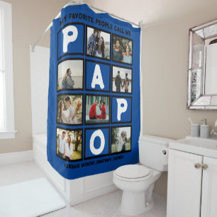 Custom Modern Opa Papa 8 FotoCollage Duschvorhang