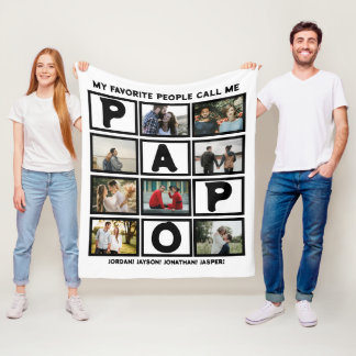 Custom Modern Opa Papa 8 FotoCollage Fleecedecke